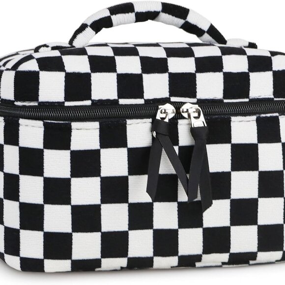 Handbags - Corduroy Large Travel Quilted Makeup Bag for Women Floral Cotton Cosmetic Bag Co